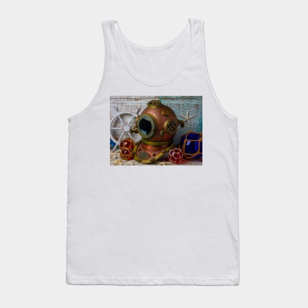 Diving Helmet And Glass Floats Tank Top by photogarry